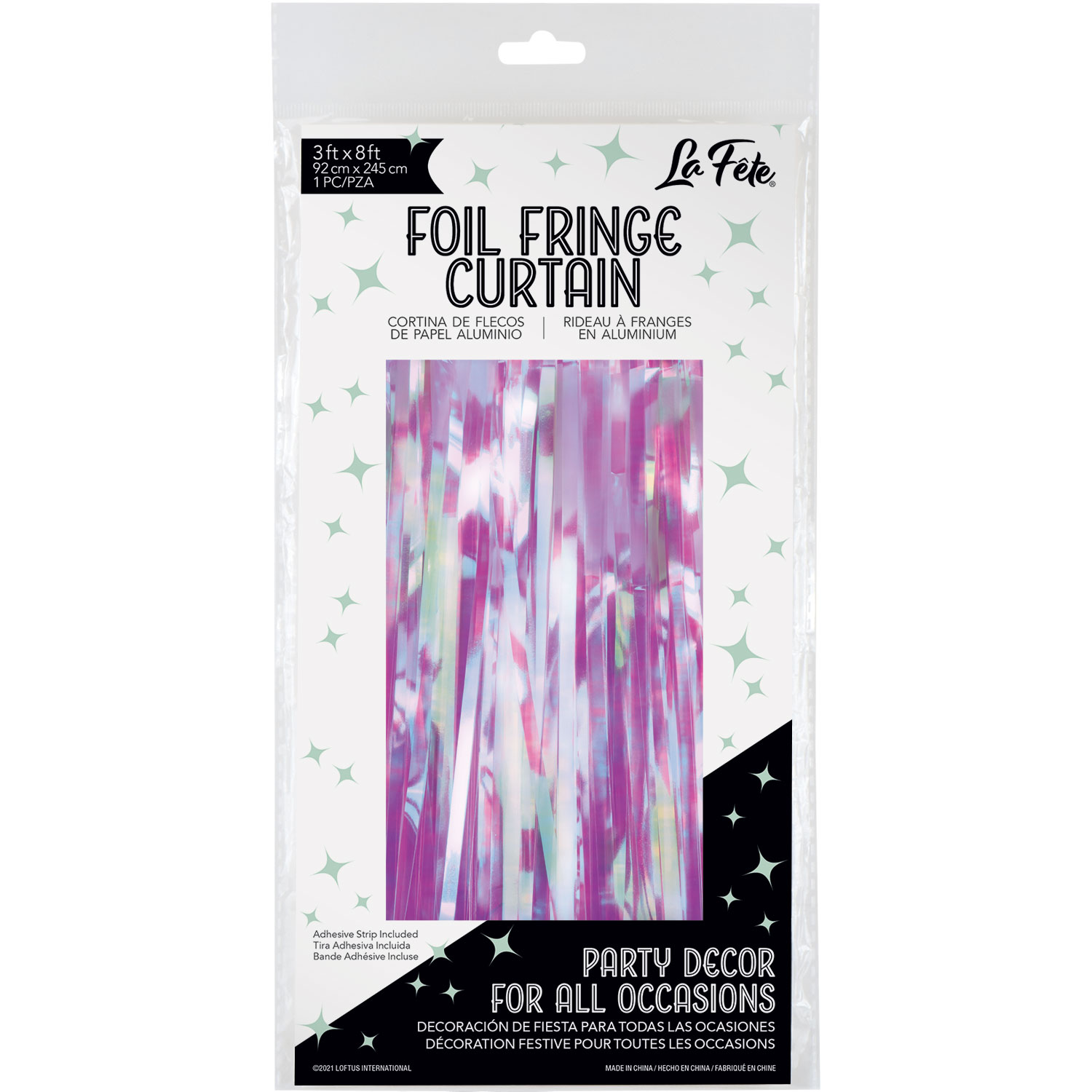 PURPLE IRIDESCENT FOIL FRINGE CURTAIN