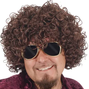 BROWN CURLY MEN'S WIG