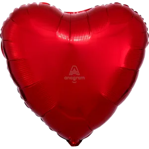 18" METALLIC RED HEART HX