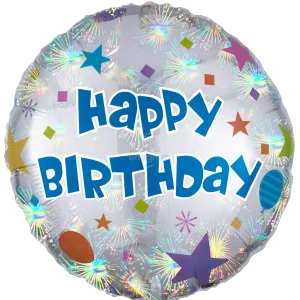 18" HAPPY BIRTHDAY CONFETTI HOLOGRAPHIC