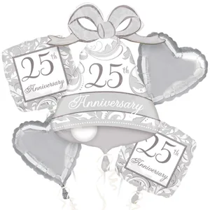 SILVER SCROLL 25TH ANNIVERSARY BOUQUET OF BALLOONS
