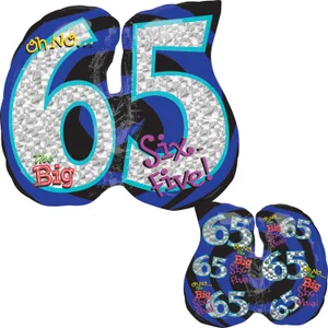 OH NO IT'S MY BIRTHDAY 65 HOLOGRAPHIC SUPER SHAPE