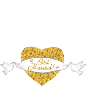JUST MARRIED HEART & DOVES SUPER SHAPE