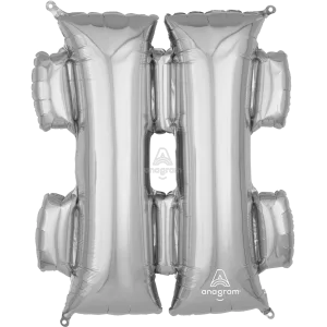 34" SYMBOL # HASHTAG SIGN SILVER