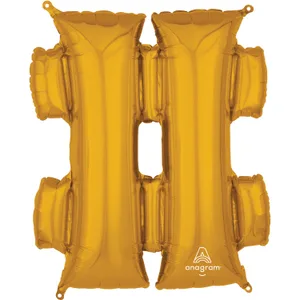 34" SYMBOL # HASHTAG SIGN GOLD