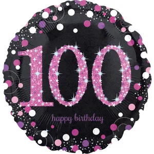 18" PINK CELEBRATION 100 HOLOGRAPHIC