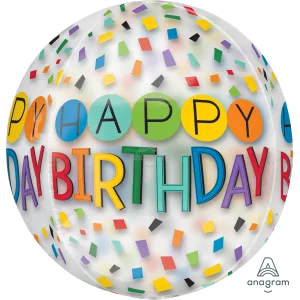 15" BIRTHDAY RAINBOW CLEAR ORBZ