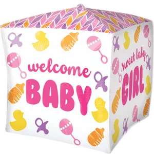 15" BABY GIRL CHEVRON & ICONS CUBEZ