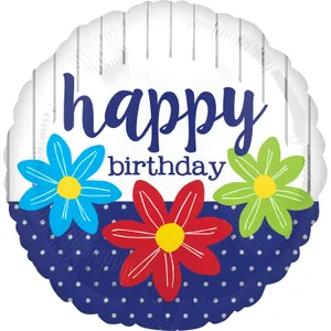 18" HAPPY BIRTHDAY SKETCHED FLOWERS VLP