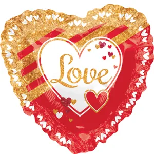 28" RED & GOLD LOVE RUFFLE SUPER SHAPE