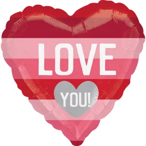 18" LOVE YOU PINK & RED STRIPES VLP