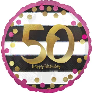 18" PINK & GOLD MILESTONE 50 HOLOGRAPHIC