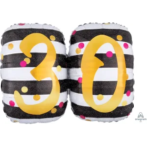 PINK & GOLD MILESTONE 30 HOLOGRAPHIC SUPER SHAPE