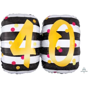 PINK & GOLD MILESTONE 40 HOLOGRAPHIC SUPER SHAPE