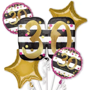 PINK & GOLD MILESTONE 30 BOUQUET OF BALLOONS
