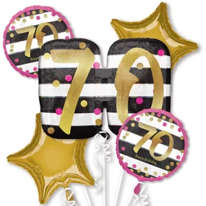 PINK & GOLD MILESTONE 70 BOUQUET OF BALLOONS