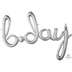 BDAY BIRTHDAY SILVER SCRIPT PHRASE