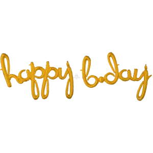 HAPPY BDAY BIRTHDAY GOLD SCRIPT PHRASE