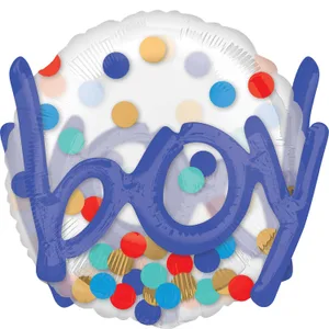 36" IT'S A BOY CONFETTI DOTS SEE-THRU MULTI-BALLOON