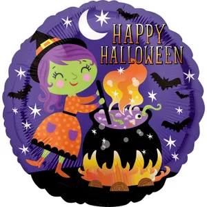 18" HALLOWEEN WITCH & CAULDRON HX