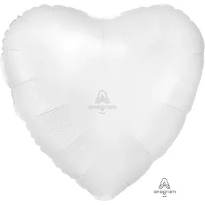 18" WHITE SATIN LUXE HEART HX