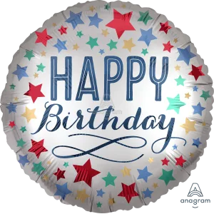 18" BIRTHDAY SATIN WITH STARS