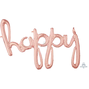 HAPPY ROSE GOLD SCRIPT PHRASE