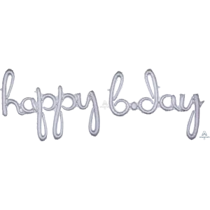HAPPY BDAY BIRTHDAY HOLOGRAPHIC SCRIPT PHRASE