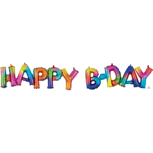 HAPPY BDAY BIRTHDAY RAINBOW SPLASH BLOCK PHRASE
