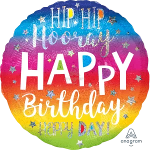 18" HIP HIP HOORAY BIRTHDAY HOLOGRAPHIC