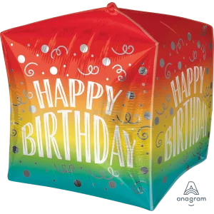 15" BIRTHDAY GRADIENT SWIRLS CUBEZ