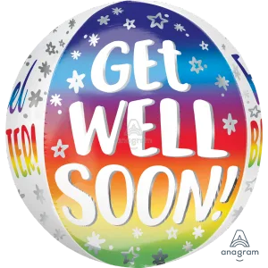 15" GET WELL SOON SILVER RAINBOW ORBZ