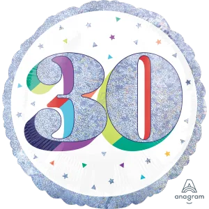 18" HERE'S TO YOUR BIRTHDAY 30 HOLOGRAPHIC