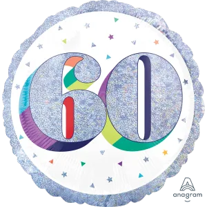 18" HERE'S TO YOUR BIRTHDAY 60 HOLOGRAPHIC