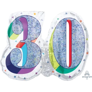 HERE'S TO YOUR BIRTHDAY 30 HOLOGRAPHIC SUPER SHAPE