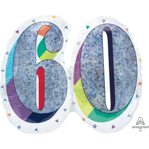 HERE'S TO YOUR BIRTHDAY 60 HOLOGRAPHIC SUPER SHAPE