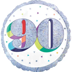 18" HERE'S TO YOUR BIRTHDAY 90 HOLOGRAPHIC