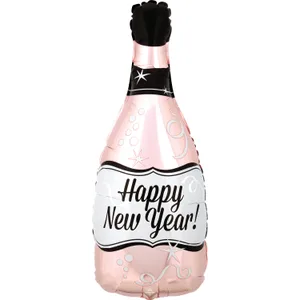 HAPPY NEW YEAR ROSE GOLD BUBBLY BOTTLE SHAPE