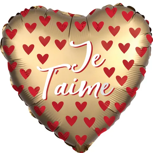 18" JE T'AIME SATIN RED HEARTS SATIN 