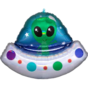 ALIEN SPACE SHIP IRIDESCENT HOLOGRAPHIC SUPER SHAPE 