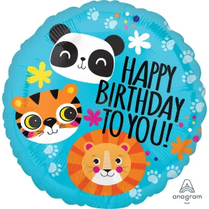 18" LION, TIGER AND PANDA HAPPY BIRTHDAY HX 