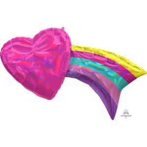 IRIDESCENT RAINBOW WITH HEART HOLOGRAPHIC SUPER SHAPE 