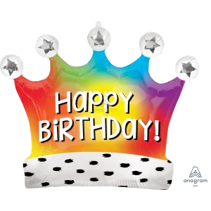 BIRTHDAY SATIN RAINBOW CROWN SUPER SHAPE 