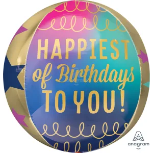 15" BIRTHDAY STARS AND GOLD ORBZ 