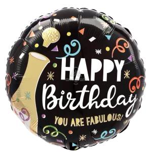 18" HAPPY BIRTHDAY GOLD BUBBLY HX 