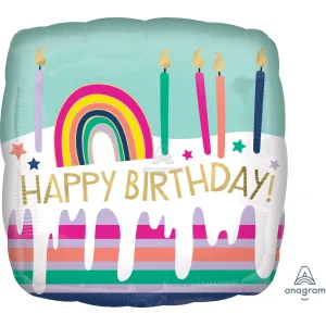 18" HAPPY BIRTHDAY FROSTED STRIPED CAKE HX 