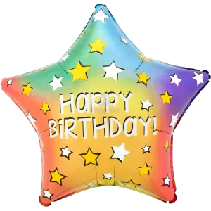 18" HAPPY BIRTHDAY RAINBOW STAR 
