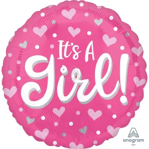 18" IT'S A GIRL HEARTS & DOTS HX 
