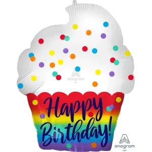 HAPPY BIRTHDAY SATIN CUPCAKE SHAPE