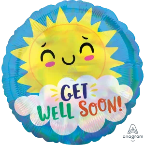 18" IRIDESCENT GET WELL HAPPY SUN HOLOGRAPHIC